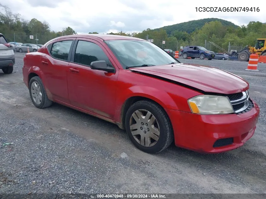 2013 Dodge Avenger Se V6 VIN: 1C3CDZAG6DN749416 Lot: 40470948