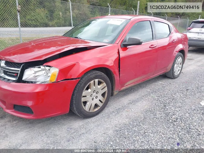 2013 Dodge Avenger Se V6 VIN: 1C3CDZAG6DN749416 Lot: 40470948