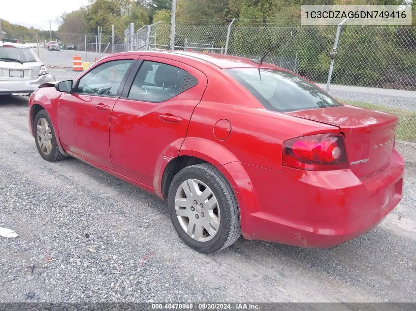 2013 Dodge Avenger Se V6 VIN: 1C3CDZAG6DN749416 Lot: 40470948