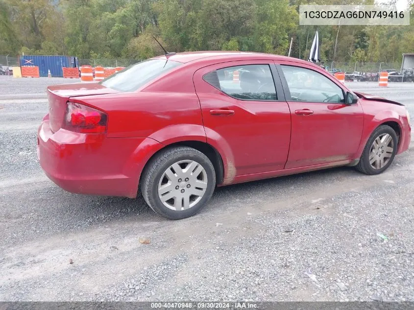 2013 Dodge Avenger Se V6 VIN: 1C3CDZAG6DN749416 Lot: 40470948