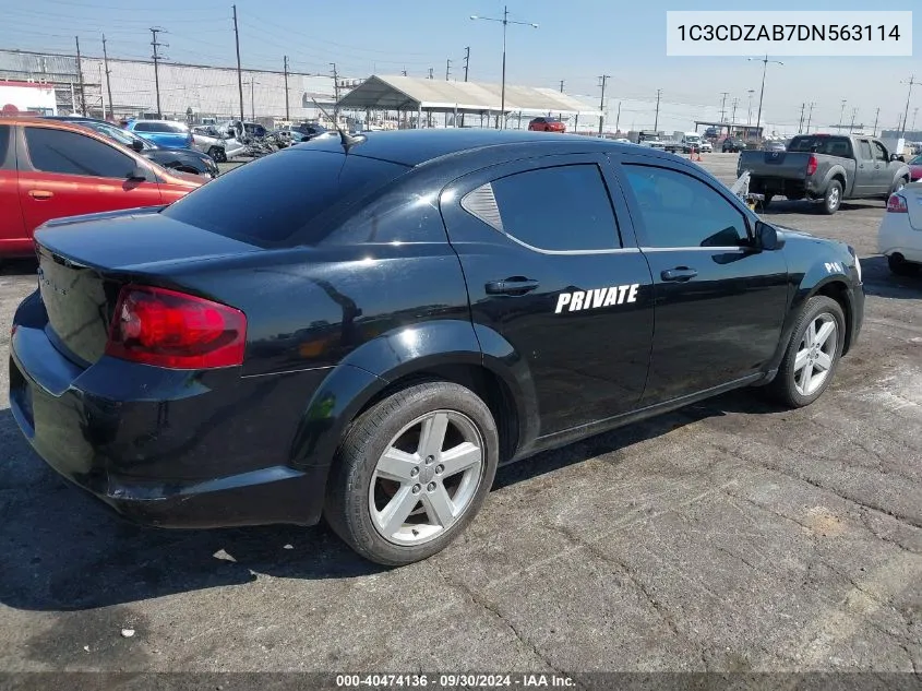 2013 Dodge Avenger Se VIN: 1C3CDZAB7DN563114 Lot: 40474136