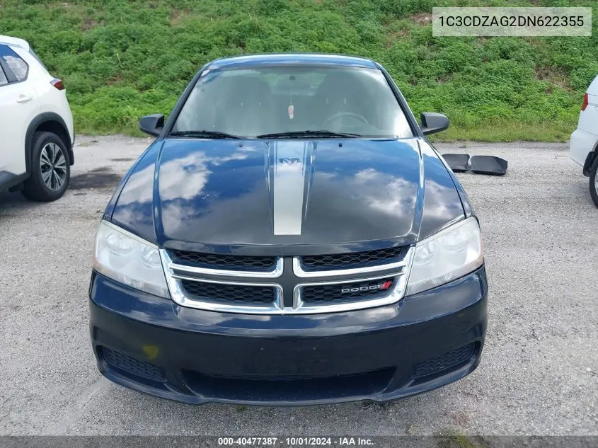 2013 Dodge Avenger Se VIN: 1C3CDZAG2DN622355 Lot: 40477387