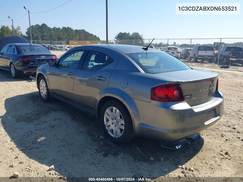 2013 Dodge Avenger Se VIN: 1C3CDZABXDN653521 Lot: 40480486