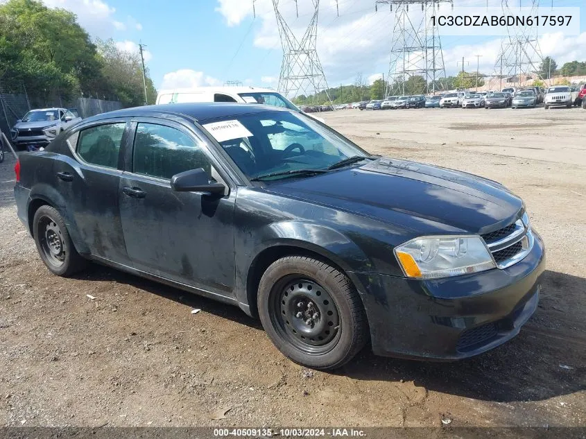 2013 Dodge Avenger Se VIN: 1C3CDZAB6DN617597 Lot: 40509135