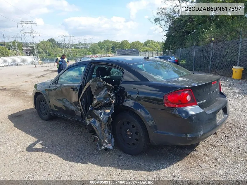 2013 Dodge Avenger Se VIN: 1C3CDZAB6DN617597 Lot: 40509135