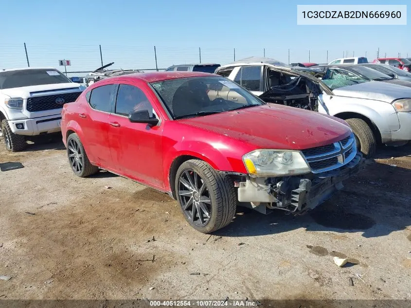 2013 Dodge Avenger Se VIN: 1C3CDZAB2DN666960 Lot: 40512554