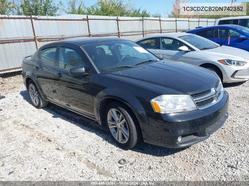 2013 Dodge Avenger Sxt VIN: 1C3CDZCB2DN742352 Lot: 40513261