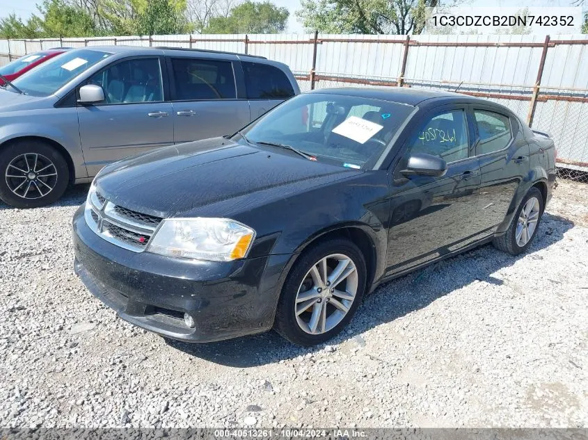 2013 Dodge Avenger Sxt VIN: 1C3CDZCB2DN742352 Lot: 40513261