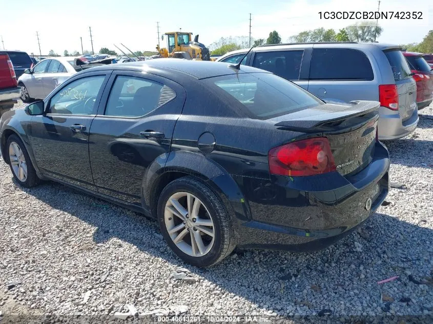 2013 Dodge Avenger Sxt VIN: 1C3CDZCB2DN742352 Lot: 40513261