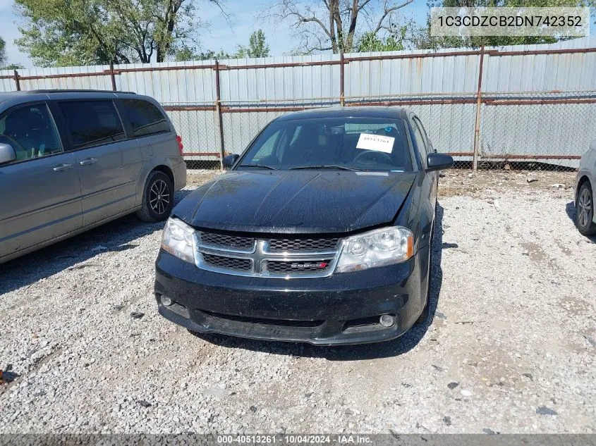 2013 Dodge Avenger Sxt VIN: 1C3CDZCB2DN742352 Lot: 40513261