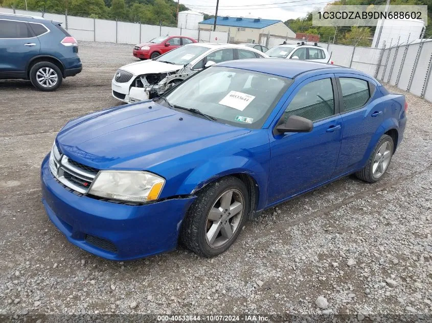 2013 Dodge Avenger Se VIN: 1C3CDZAB9DN688602 Lot: 40533644