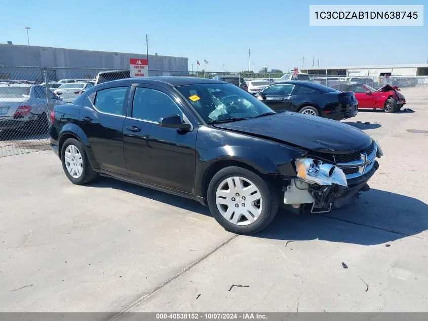 2013 Dodge Avenger Se VIN: 1C3CDZAB1DN638745 Lot: 40538152