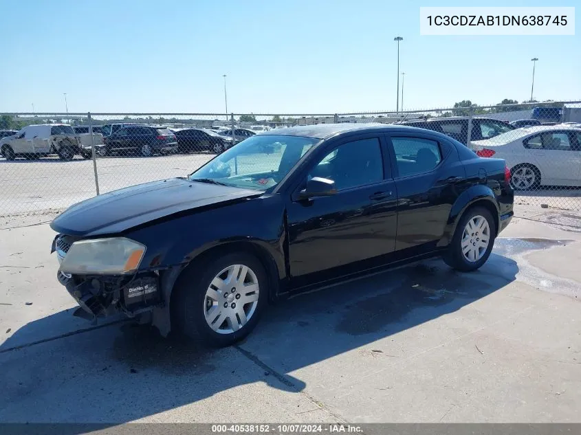 2013 Dodge Avenger Se VIN: 1C3CDZAB1DN638745 Lot: 40538152