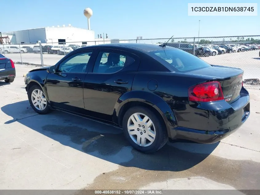 2013 Dodge Avenger Se VIN: 1C3CDZAB1DN638745 Lot: 40538152