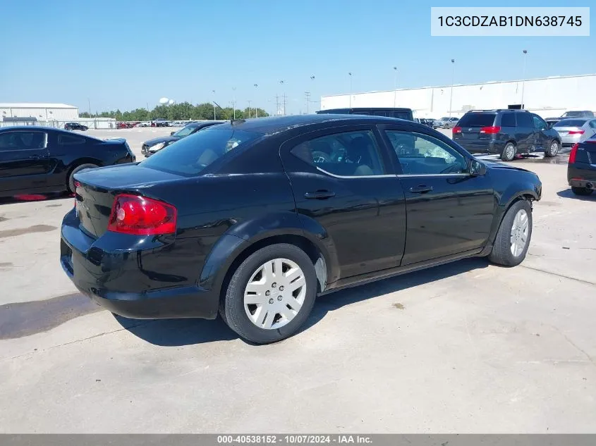 2013 Dodge Avenger Se VIN: 1C3CDZAB1DN638745 Lot: 40538152