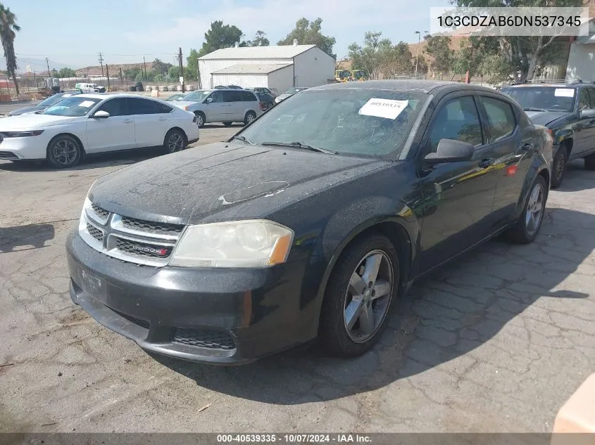 2013 Dodge Avenger Se VIN: 1C3CDZAB6DN537345 Lot: 40539335