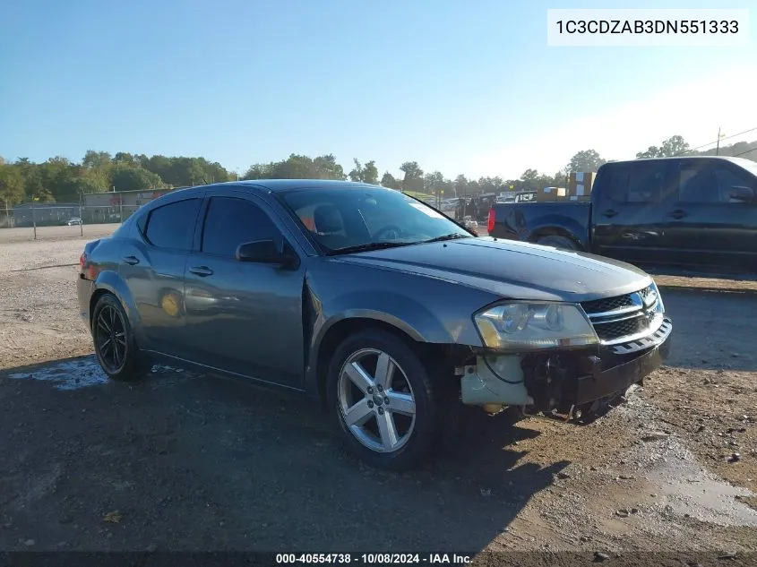 2013 Dodge Avenger Se VIN: 1C3CDZAB3DN551333 Lot: 40554738