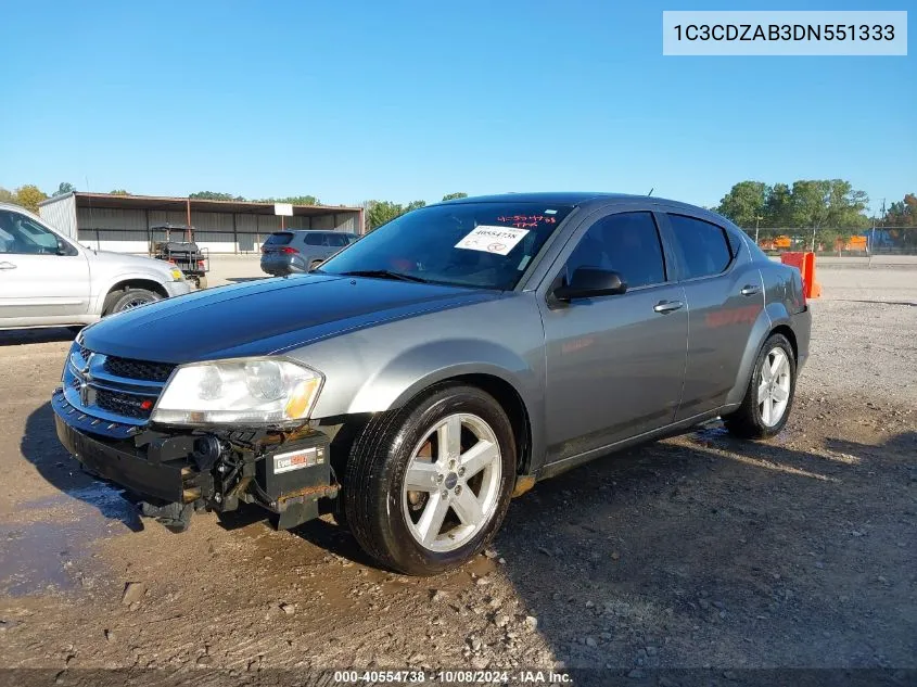 2013 Dodge Avenger Se VIN: 1C3CDZAB3DN551333 Lot: 40554738