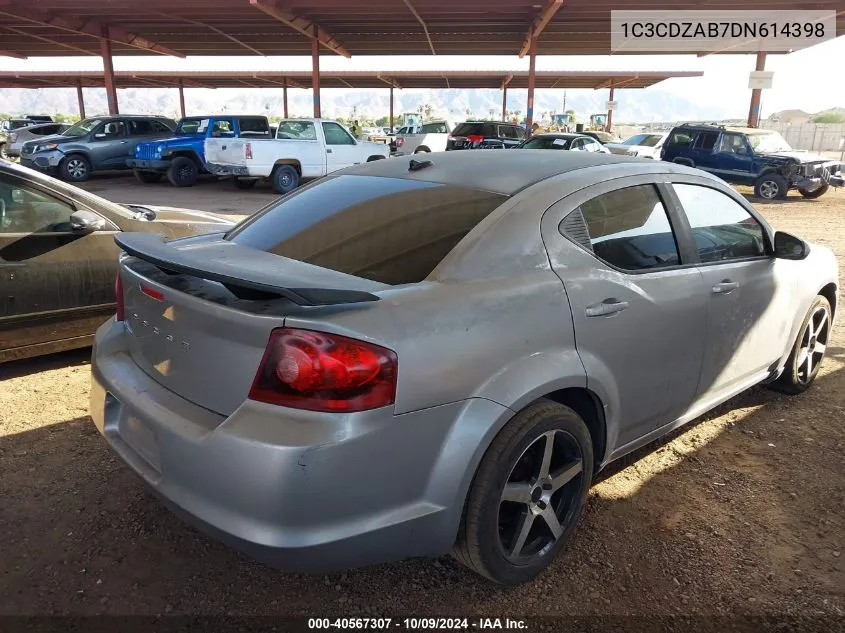 2013 Dodge Avenger Se VIN: 1C3CDZAB7DN614398 Lot: 40567307