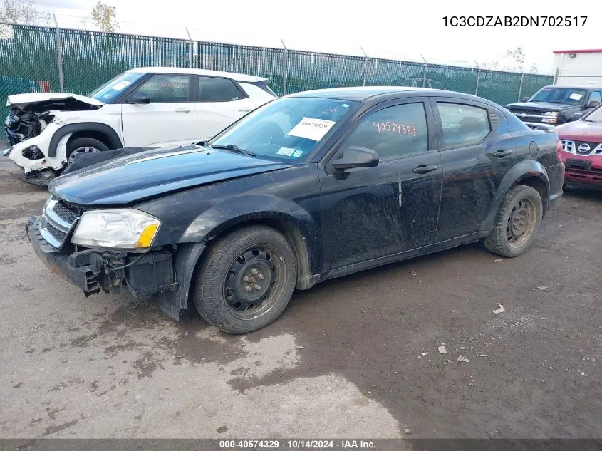 2013 Dodge Avenger Se VIN: 1C3CDZAB2DN702517 Lot: 40574329