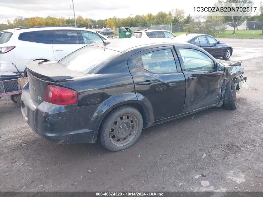 2013 Dodge Avenger Se VIN: 1C3CDZAB2DN702517 Lot: 40574329