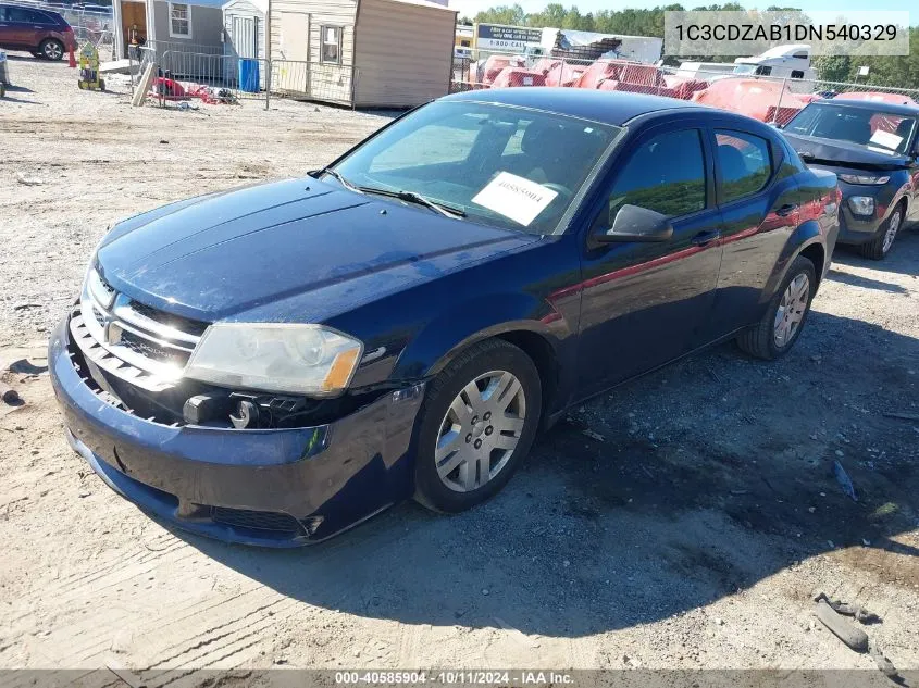 2013 Dodge Avenger Se VIN: 1C3CDZAB1DN540329 Lot: 40585904