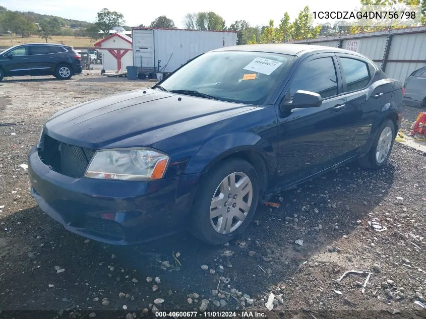 2013 Dodge Avenger Se V6 VIN: 1C3CDZAG4DN756798 Lot: 40600677