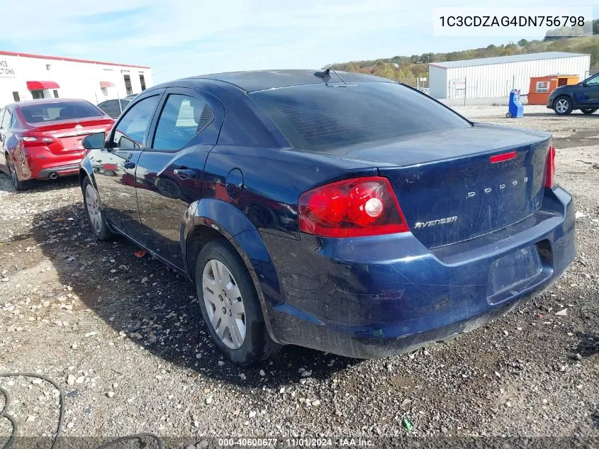 2013 Dodge Avenger Se V6 VIN: 1C3CDZAG4DN756798 Lot: 40600677