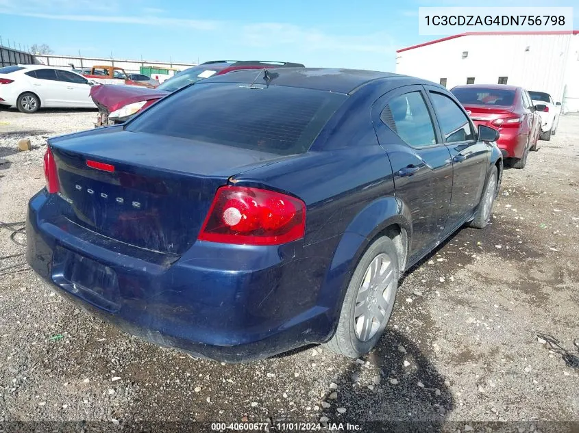 2013 Dodge Avenger Se V6 VIN: 1C3CDZAG4DN756798 Lot: 40600677