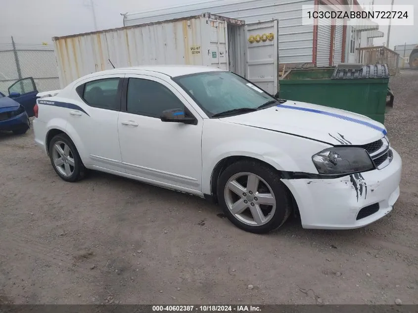 2013 Dodge Avenger Se VIN: 1C3CDZAB8DN722724 Lot: 40602387