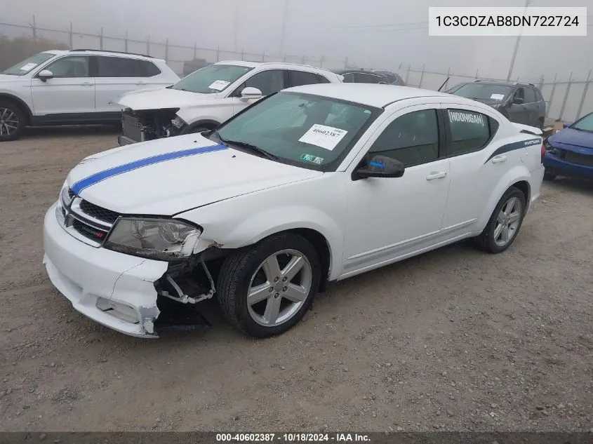 2013 Dodge Avenger Se VIN: 1C3CDZAB8DN722724 Lot: 40602387