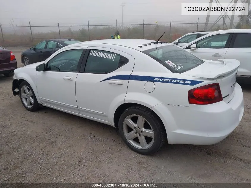 2013 Dodge Avenger Se VIN: 1C3CDZAB8DN722724 Lot: 40602387