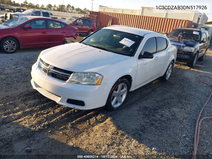 2013 Dodge Avenger Se VIN: 1C3CDZAB3DN517926 Lot: 40605214