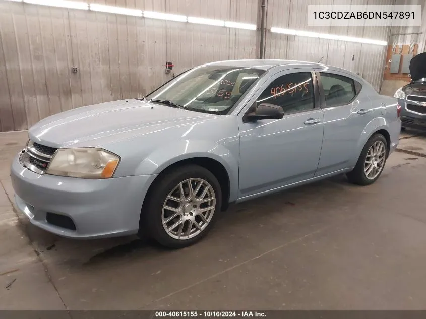 2013 Dodge Avenger Se VIN: 1C3CDZAB6DN547891 Lot: 40615155