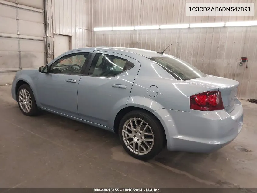 2013 Dodge Avenger Se VIN: 1C3CDZAB6DN547891 Lot: 40615155