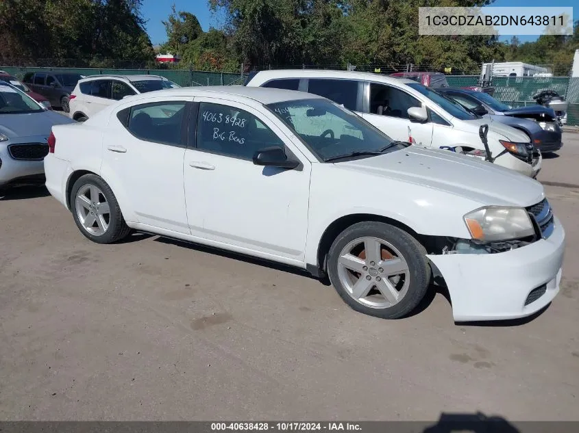 2013 Dodge Avenger Se VIN: 1C3CDZAB2DN643811 Lot: 40638428