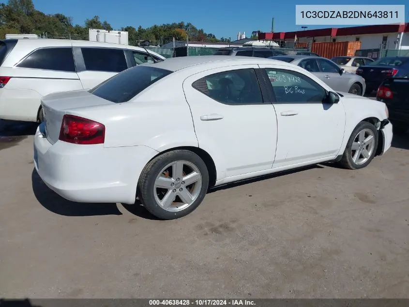 2013 Dodge Avenger Se VIN: 1C3CDZAB2DN643811 Lot: 40638428