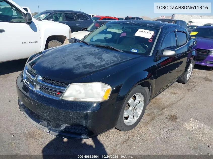 2013 Dodge Avenger Se VIN: 1C3CDZAB8DN611316 Lot: 40652564