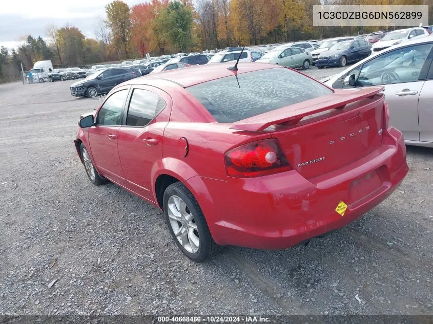 2013 Dodge Avenger R/T VIN: 1C3CDZBG6DN562899 Lot: 40668466