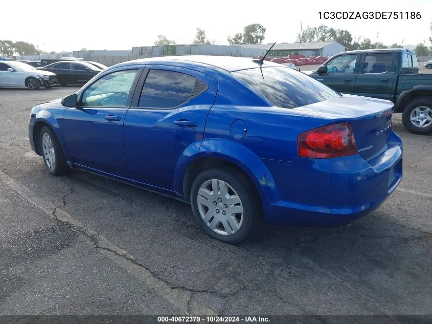 1C3CDZAG3DE751186 2013 Dodge Avenger Se