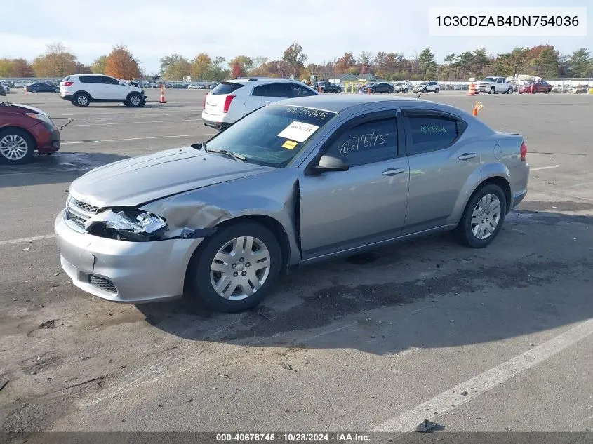 2013 Dodge Avenger Se VIN: 1C3CDZAB4DN754036 Lot: 40678745