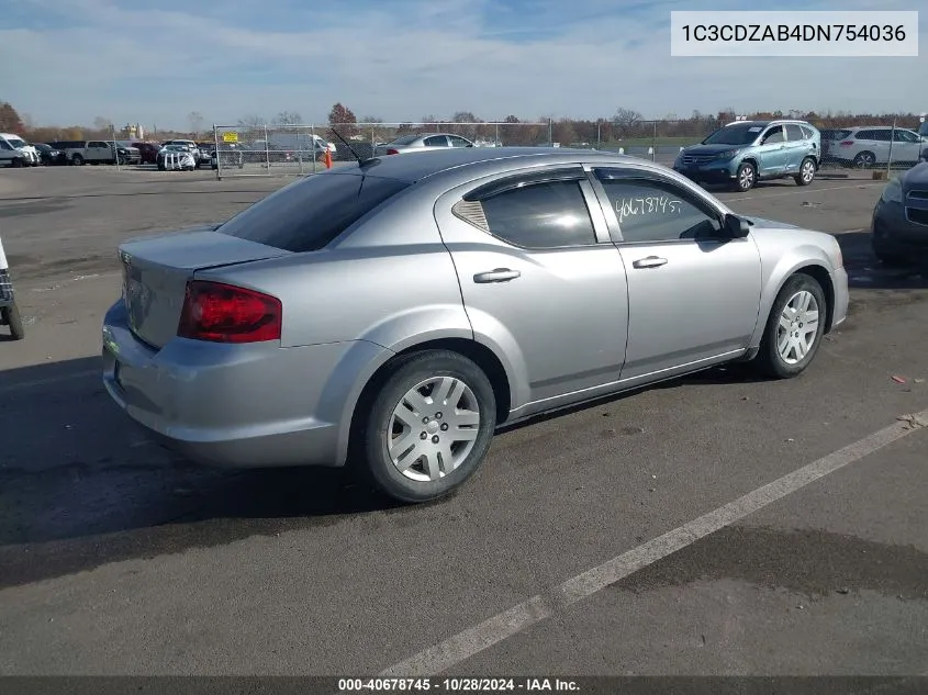 2013 Dodge Avenger Se VIN: 1C3CDZAB4DN754036 Lot: 40678745