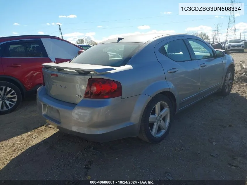 2013 Dodge Avenger R/T VIN: 1C3CDZBG3DN608334 Lot: 40686081