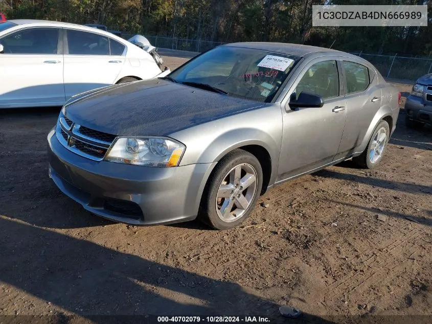 2013 Dodge Avenger Se VIN: 1C3CDZAB4DN666989 Lot: 40702079