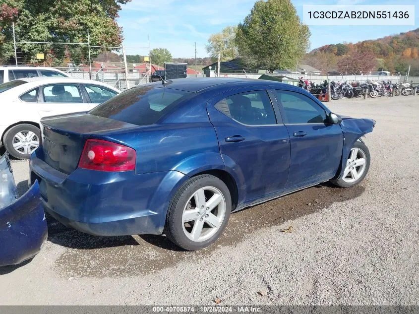 2013 Dodge Avenger Se VIN: 1C3CDZAB2DN551436 Lot: 40705874