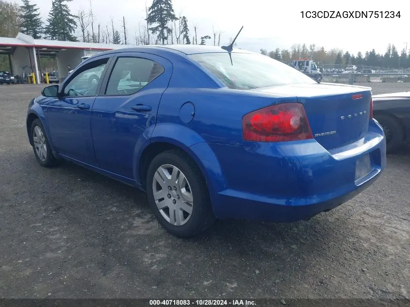 1C3CDZAGXDN751234 2013 Dodge Avenger Se V6