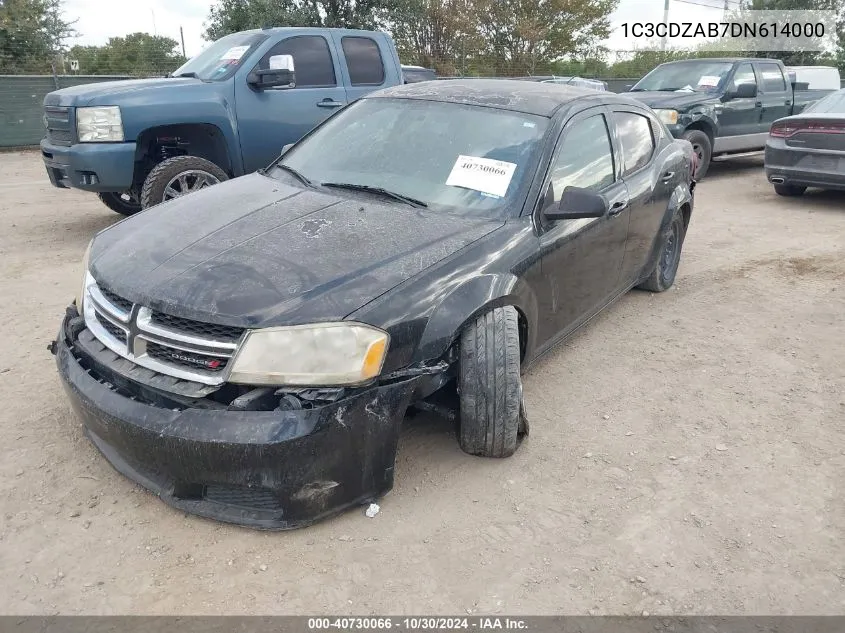 2013 Dodge Avenger Se VIN: 1C3CDZAB7DN614000 Lot: 40730066