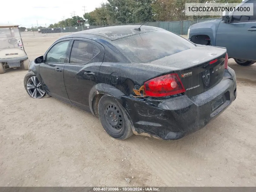 2013 Dodge Avenger Se VIN: 1C3CDZAB7DN614000 Lot: 40730066