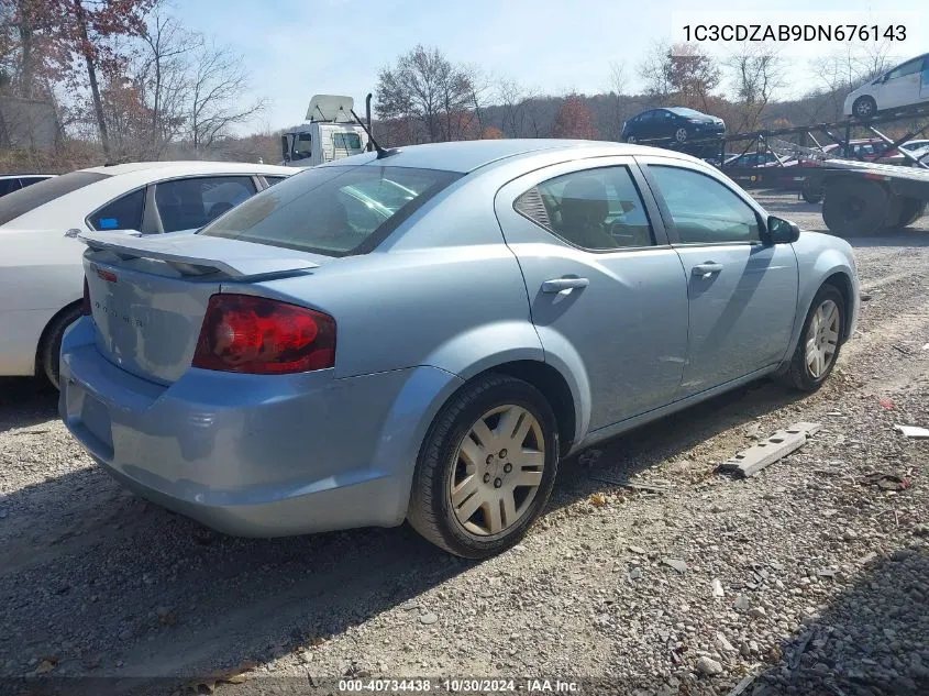 2013 Dodge Avenger Se VIN: 1C3CDZAB9DN676143 Lot: 40734438