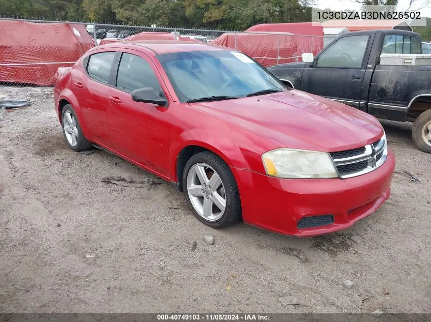 2013 Dodge Avenger Se VIN: 1C3CDZAB3DN626502 Lot: 40749103